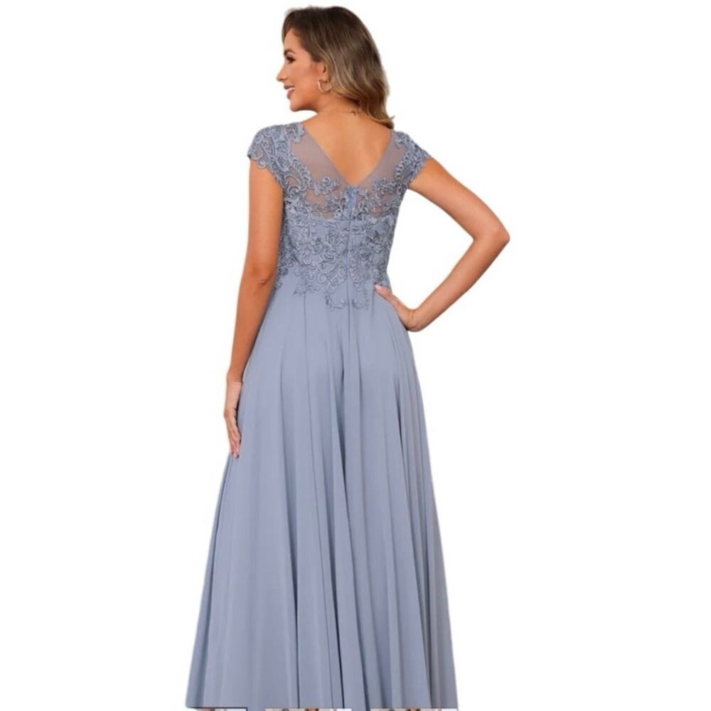 Lavetir BRYN 22461900 A-Line Princess Scoop Short Sleeves Chiffon Dress MOB sz16 - Picture 3 of 11